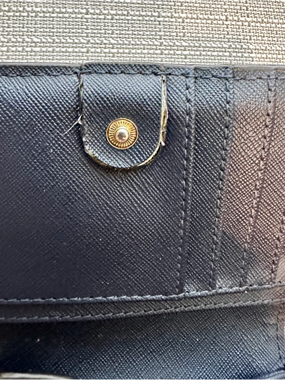 Michael Kors Navy Floral Compact Wallet with Gold Plaque